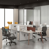 Nebula-C Office Desk Metal Leg Workstation with Tall Partition Cabinet